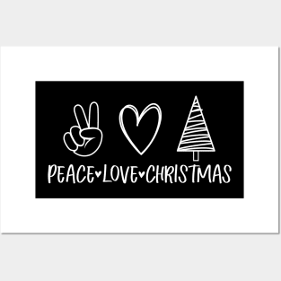 Peace love christmas with heart and christmas tree Posters and Art